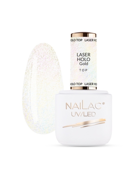 Hibrid fedőréteg Laser Holo Top Gold NaiLac 7ml - Kategóriák- 