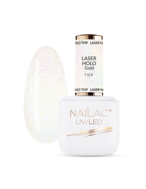 Hybrid top coat Laser Holo Top Gold NaiLac 7ml - Categories- 