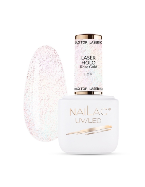 Strat de acoperire hibrid Laser Holo Top Rose Gold NaiLac 7ml - Categorii- 