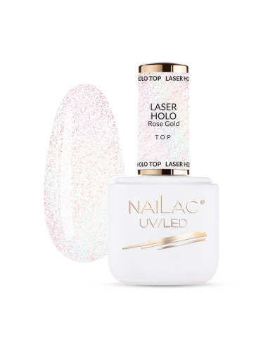 Гибридное верхнее пальто Laser Holo Top Rose Gold NaiLac 7мл - Категории- 