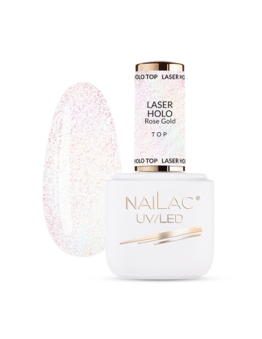 Hybrid top coat Laser Holo Top Rose Gold NaiLac 7ml - Categories- 
