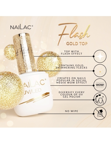 Гибридное верхнее покрытие Flash Gold Top 7мл NaiLac - Категории- 