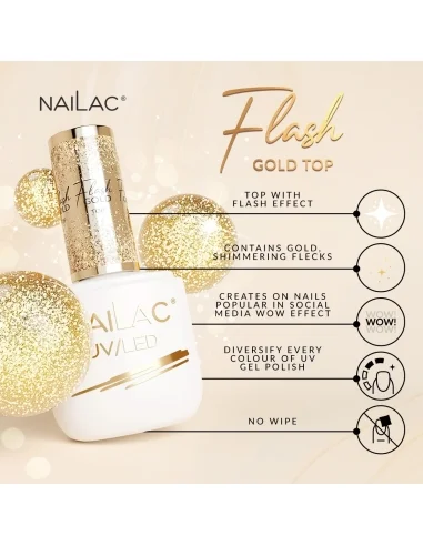 Hibrid fedőréteg Flash Gold Top 7ml NaiLac - Kategóriák- 