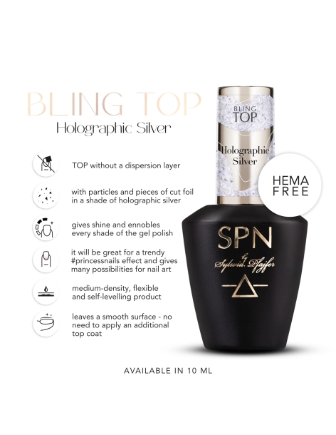Bling TOP Holographic Silver UV LaQ 10ml - Categories- 