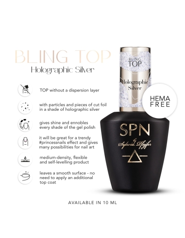 Bling TOP Holographic Silver UV LaQ 10ml - Kategorie- 