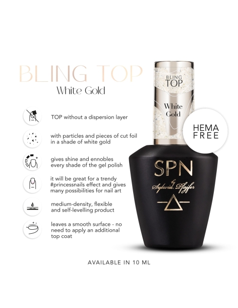 Bling TOP TOP White Gold UV LaQ 10ml - Categorii- 