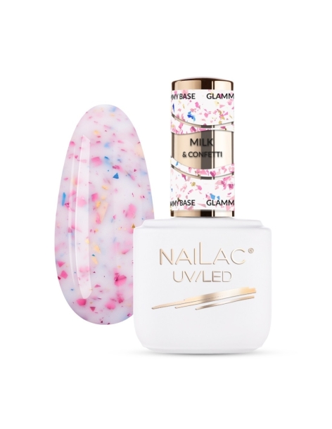 Glammy Rubber База Milk&Confetti NaiLac 7мл - Резиновые основы Glammy- 