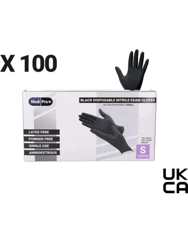 MediPro Black Nitrile Gloves - Box of 100 - Small - Categories- 