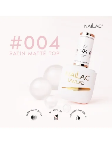 #004 Гибридное верхнее пальто - Satin Matté Top NaiLac 7мл - Все цвета гель-лаков - NaiLac- 