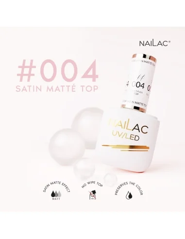 #004 Top hybrydowy - Satin Matté Top NaiLac 7ml - NaiLac Hybrydy - wszystkie kolory- 