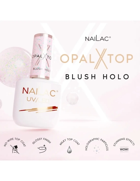 Strat de acoperire hibrid OpalX Blush Holo NaiLac 7ml - Blaturi și baze - NaiLac- 