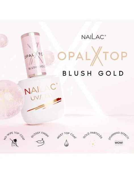 Top hybrydowy OpalX Top Blush Gold NaiLac 7ml - Topy i bazy NaiLac- 