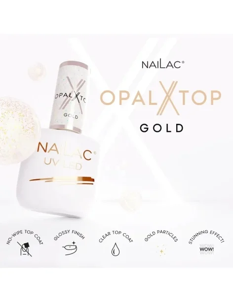Hibrid fedőlakk OpalX Top Gold NaiLac 7ml - Felsők és alapok - NaiLac- 
