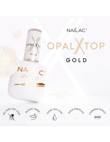 Hybrid top coat OpalX Top Gold NaiLac 7ml - Tops and Bases NaiLac- 