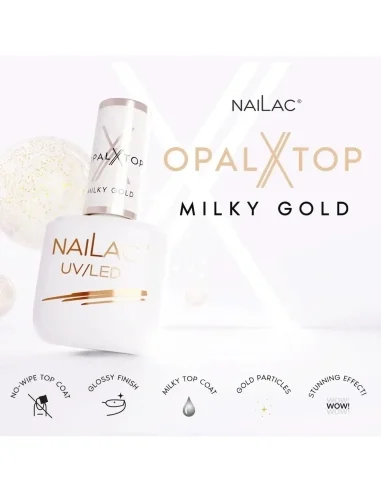 Гибридный верхний слой OpalX Top Milky Gold NaiLac 7мл - Топы и базы - NaiLac- 