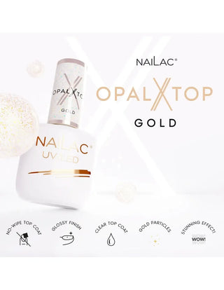 Hybrid top coat OpalX Top Gold NaiLac 7ml