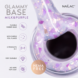Glammy Base Millk&Purple Rubber Gel Base Coat 10ml NaiLac