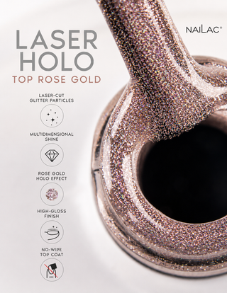 Laser Holo Top Rose Gold Gel Top Coat 10ml NaiLac